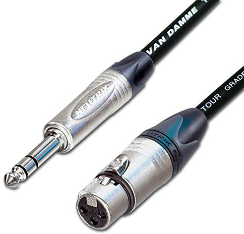 Female XLR to ¼ TRS Jack Lead. Balanced Van Damme Mic Cable. Short 10m 6m 3m 20m (20m, Black)