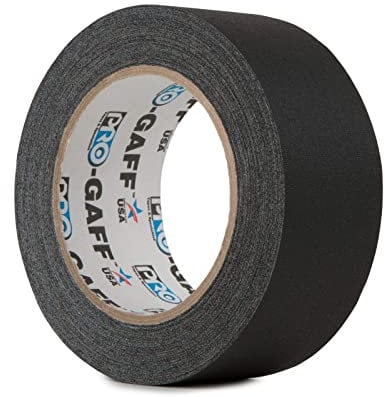 Pro Gaff - Nastro in tessuto opaco fluorescente, 48 mm x 25 m, disponibile in vari colori, Nero