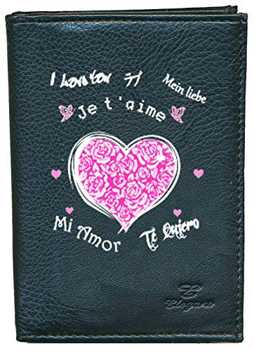 Syl'la Love Fleur Rose Portefeuille Porte Monnaie pour Femme Noir
