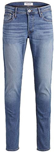 JACK & JONES Jjiglenn Uomo Jeans Azzurro W34L34 70% Cotone, 28% Poliestere, 2% elasthane Slim Fit