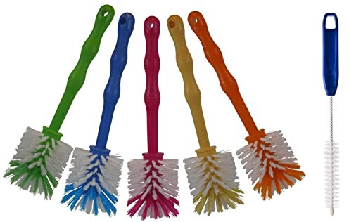 HG Verlag - (6er Reinigungsset) Spülbürsten Bürste Ideal für den Thermomix TM6 TM5 TM31 Cookit sowie Mixertöpfe usw. (5X Spülbürsten / 1X Messerbürsten blau)