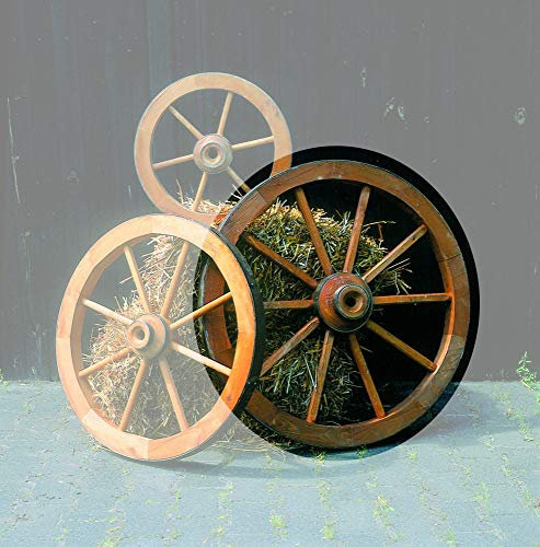 Beauty.Scouts Wagenrad Vitex II groß ⌀ 90cm Kiefernholz massiv honigbraun Dekorad Gartendeko Deko Gartendekoration Wagenrad Holzrad mit Eisenblech Einzelstück