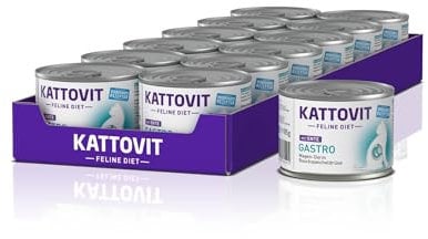 KATTOVIT - Gastro Nassfutter für Katzen | Katzen-Nassfutter zur Unterstützung des Magen-Darm-Systems | Diät-Alleinfuttermittel in der Dose für ausgewachsene Katzen. Glutenfrei | 12 x 185 g E