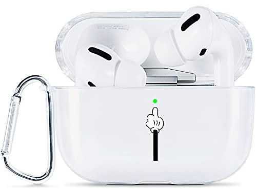 AKABEILA Cover per AirPods Pro 2019 Custodia Trasparente con Moschettone Silicone Morbido Protettiva Cover per AirPods Pro 1 Generation Case Motivo Carino LED Frontale Visibile