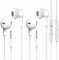 【2 Pack】 In-Ear Headphones with 3.5mm Headphones Plug Microphone Volume Control for Sports Workout Compatible with iPhone, iPad, Huawei, Samsung Cell Phones Tablets Laptops and More