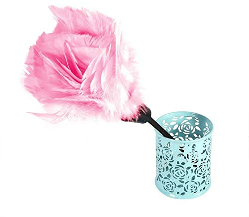 Jeanoko Feather Duster Pink,Super Soft Real Ostrich Feather Duster Bamboo Handle,Household Dust Removal Tool,for Office Home Living Room, Bookshelf, Keyboard