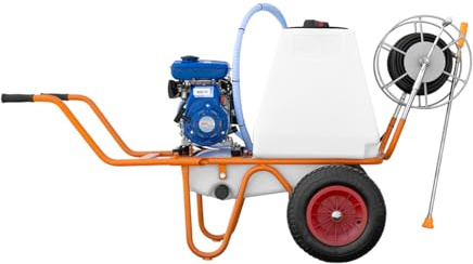Bricoferr Schubkarre mit Benzinmotor, 4-Takt, Kapazität 100 Liter, mit 2 Rädern und Spule