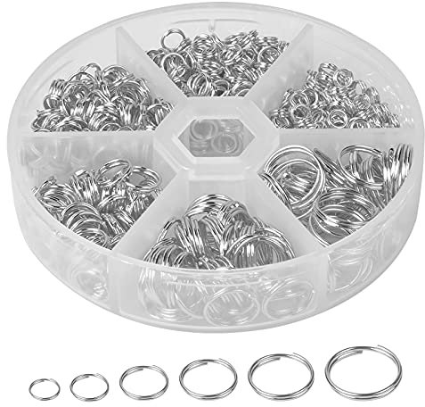 690 Stück Offnen Biegeringe, 6 Größe Metall Spaltringe Kettenringe für Schmuck, Doppelring Biegeringe Sprung Ringe Offen, Verbindungsringe für Schmuckherstellung, Armband, 4/5/6/8/10/12mm (Silber)