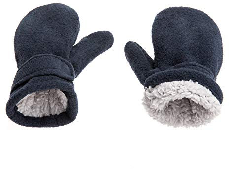 SEYUFN Winterhandschuhe für Babys, Futter aus Molton, für Kleinkinder, Jungen, warm, weich, für Babys, Mädchen, Handschuhe, verstellbar im Freien (Marineblau, M)