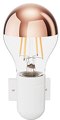 ledscom.de E27 Porzellan Wand-Fassung FEL, weiß, inkl. E27 Lampe, 839lm, warmweiß