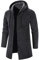 Veste à Capuche pour Hommes Coupe-Vent Veste à Capuche mi-Longue Casual Manteau Homme Hiver Chaud Long Veste en Laine Epais Parka Trench Coat