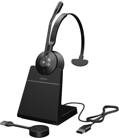 Jabra Engage 55 Schnurloses Mono Headset mit Link 400 USB-A DECT-Adapter - Mikrofon mit Geräuschunterdrückung, umfangreiche Reichweite und Ladestation - Für MS Teams Zertifiziert - Schwarz