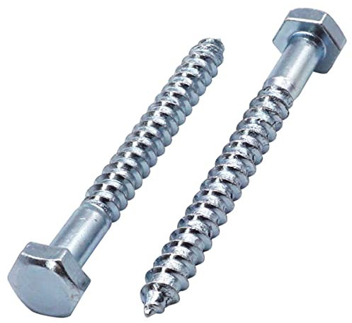 SKIR'CO (10 piezas) Tornillos hexagonales de acero galvanizado DIN 571 para madera, M6 x 60 mm, tornillos de coach, tornillos hexagonales, tornillos de retardo