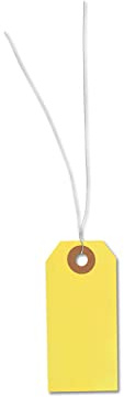 Warenanhänger aus Karton mit Draht | weiß oder farbig | Format: 38 x 80mm | Stückwarenanhänger, Hängeetiketten, Anhängeetiketten (Gelb)