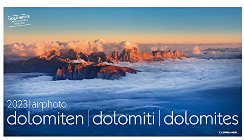Harenberg Dolomiten - Luftbild-Kalender 2023 - Athesia Tappeiner-Verlag - Fotokalender im Panoramaformat - Wandkalender mit spektakulären Aufnahmen - 70 cm x 40 cm, multicolor
