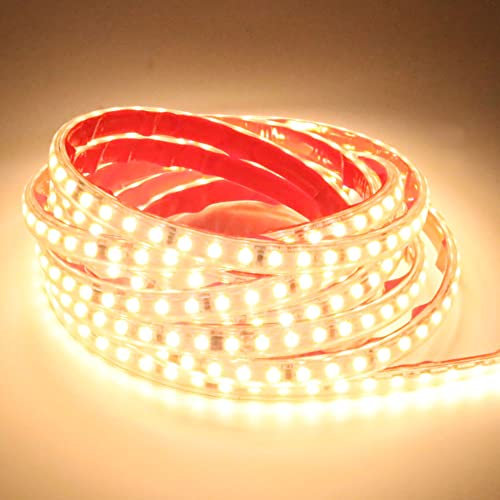 pcning 230V LED Band Selbstklebend 2M Warmweiss 3000K, Sehr Hell LED Strip mit Schalter ohne Trafo 2 Meter Outdoor IP67 Wasserdicht Strip (Warmweiß, 2M)