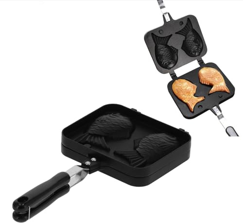 Taiyaki Fischförmige Waffelkuchenmaschine, Fischwaffeleisen Neuartiges Waffeleisen,Pfannkuchenbackautomat mit Fischmotiv,Antihaft-Dual-Pot-Form für Küchengebrauch DIY Cooking Party Dessert