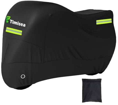 Motorrad Abdeckplane Outdoor,420D Oxford-Stoff Motorradabdeckung mit Reflektionsstreifen Gürtelschnalle Motorrad Schutzhülle Abdeckung wasserdicht und Winterfest Schwarz Outdoor (265x105x133cm)