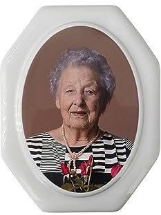 Placa de porcelana cerámica con marco para lápida - Foto conmemorativa cerámica. (17 cm x 22 cm)