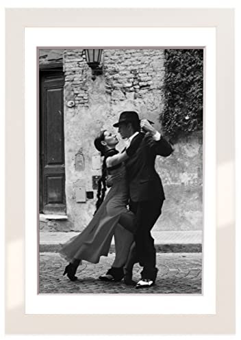 Stallmann Design Bilderrahmen mit Passepartout 40x60 cm (Bild 30x45) | Farbe: Weiß glanz | 30 mm starke Rahmenleiste