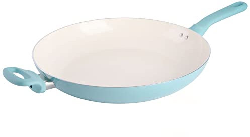 SPICE BY TIA MOWRY 106925.01R Antihaft-Keramik-Innen-große Aluminium-Bratpfanne - Aqua Blue (106925.01R)