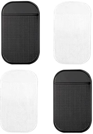 4PCS Auto Armaturenbrett Anti Rutsch Matten,Selbstklebende Auto Armaturenbrett Pad,zum Halten von Handy Schlüssel Sonnenbrille Münzen,Schwarz,Weiß,14 * 8CM