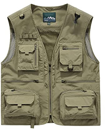 Btmpmcs Men's Multi Pocket Fishing Vest Outdoor Quick Dry Waistcoats Safari Hunting Hiking Gilet Breathable Photography Top Sleeveless Jacket Outerwear