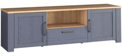 Home Heavenly® - Mueble TV 166 cm Odin, diseño nórdico, con 2 Puertas + cajón + Hueco. 166,1x51,8x42 cm. (Roble-Azul Marino)