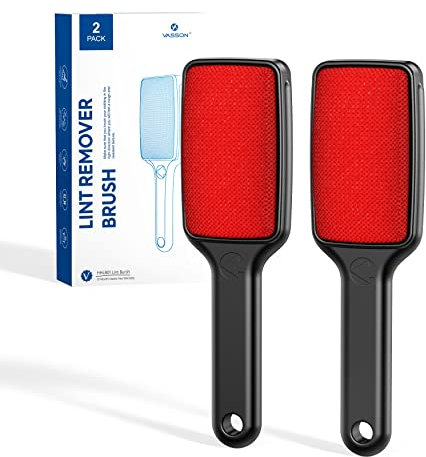 VASSON Lint Brush, Double Sided Lint Remover Brush, Reusable Velvet lint Brush for Clothes and Furniture - Effective Cleaning (2 Pack), Black (HHLB01)