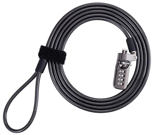 Maizoon Laptop-Sicherheitsschloss mit 4-stelligem zurücksetzbarem Code, 1,9 m, Wirerope für PC, Monitore, Projektoren, Docks und andere Geräte, Militärqualität, flexibel und einfach zu bedienen