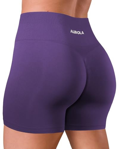 AUROLA Dream Collection, Pantaloncini da Allenamento da Donna, a Vita Alta, Pantaloncini Sportivi Senza Cuciture, Viola Genziana, S
