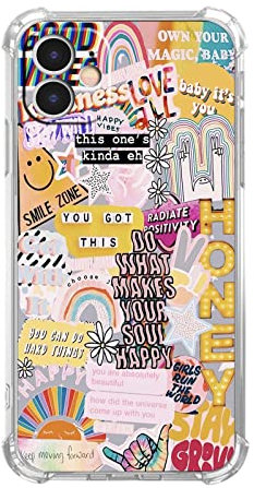 Vesidurt Positive Quotes Collage for iPhone 11 Case,Hippie Indie Aesthetic Pattern,Unique Soft TPU Bumper Case for iPhone 11