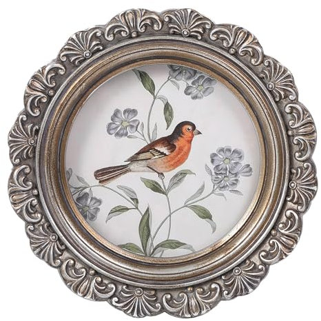 LIHOLO Vintage-Bilderrahmen, 7,6 x 7,6 cm, rund, antik-goldfarben, mit Glasfront, handgefertigt, rustikale Heimdekoration, für Wandmontage und Tischgalerie-Wandkunst