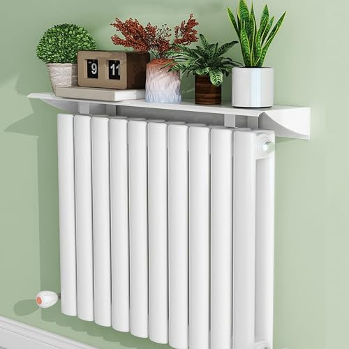 AHDFY Cubierta para radiador,50cm-170cm Cubre Radiador,No es Necesario Hacer Agujeros,Radiador Cubre,arga hasta 30Kg,Apto para Sala de Estar, Dormitorio y Cocina,Blanco,60cm