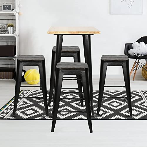 Table Haute de Bar,110cm de Haut, Table de Bar Le Style du Décor Industriel pour 2 à 4 Personnes, Pieds de Table en Métal, Table de Bar Bois (MDF) métal Bois Naturel-Noir