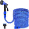 CLMCL 25ft/50ft/100ft/125ft/150ft Expandable Garden Hose Pipes, Expandable Garden Hose Flexible Stretch Water Pipe for Home Lawn Car with 8 Function Professional Water Spray Nozzle (150ft,Blue)