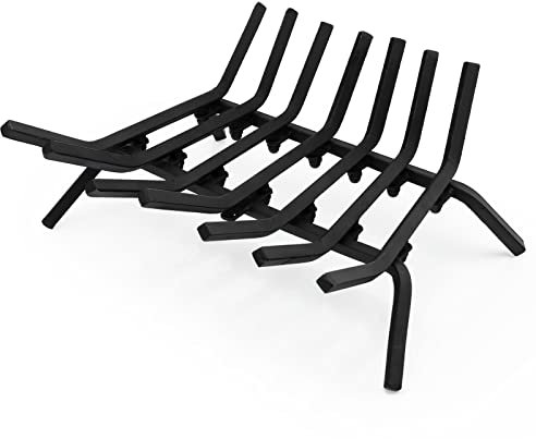 COSTWAY Grille de Cheminée 46CM, Chenet pour Cheminée en Fer Forgé Résistant 800 ℃, Porte Buche Cheminée, Support de Cheminée 14 mm pour Poêle à Bois, Porte Buche Cheminée Intérieur Extérieur