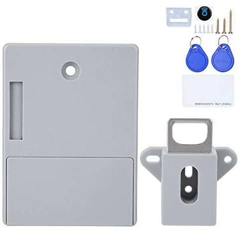 Magnetic Lock 125KHz, RFID Lock Smart Cabinet Lock, Do It Yourself Hidden Door Cabinet Lock RFID, Hidden Cabinet Lock for Wardrobe Sauna Locker, No Drill Required (Grey)