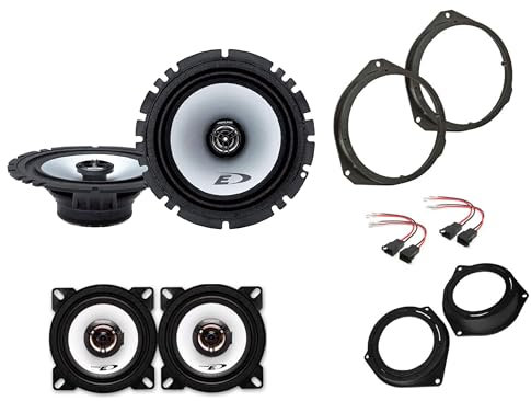 Kit 4 Casse ALPINE SXE-1725S + SXE-1025S Compatibile con Fiat Punto Evo, Punto 199 dal 2005, Grande Punto + 2 Supporti Anteriori + 2 Supporti Posteriori + 4 Connettori