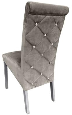 Ares Meble Samt Stuhl - Esstisch Stühle - Dining Chair - Esszimmerstuhl Holz - Küchenstühle, Wohnzimmer Stühle - Glamour Polsterstuhl Esszimmer - Essen Stuhl - Esszimmerstühle Grau - Weiß