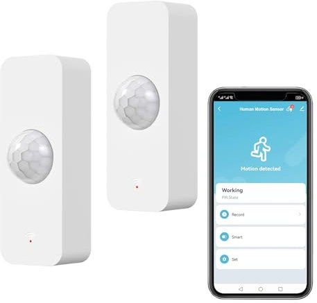Détecteur de Mouvement, Détecteur de Mouvement Smart pour la sécurité de la Maison, Moniteur à Distance de détecteur de Mouvement sans Fil,Compatible Les Commandes vocales Alexa.ZigBee Hub requis.2PCS