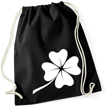 Huuraa Turnbeutel Kleeblatt Silhouette Geschenk 12 Liter Black Baumwolle Kleeblatt Präsent