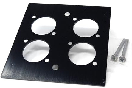 Plaque murale en aluminium brossé, 86 x 86 mm, trou série D, compatible avec les plaques murales Neutrik, HDMI, USB, RJ45, BNC, RCA, XLR (4 trous)