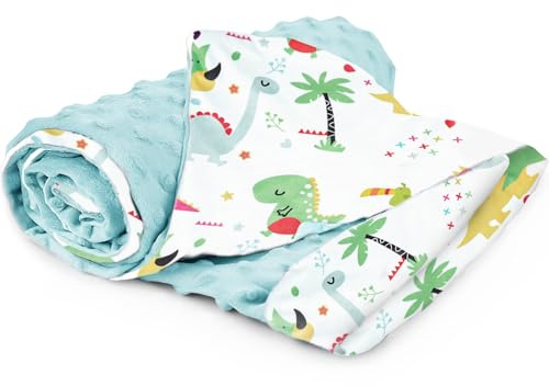 CUEMOON Manta para bebé, 100% algodón, 75 x 100 cm, para niños Minky Multifuncional de doble cara, mantas para cuna súper suaves para niña niño, dinosaurio