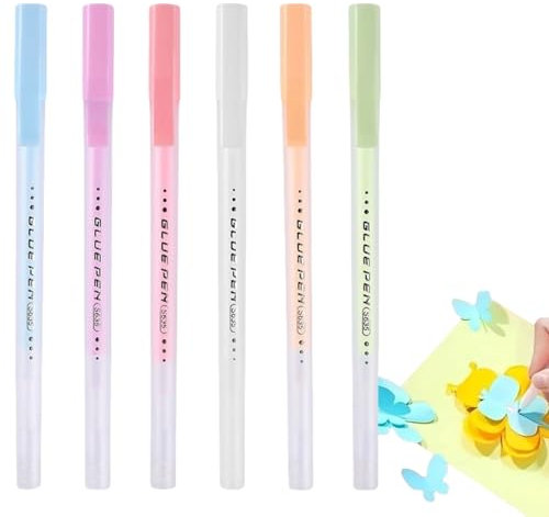 6PCS Craft Glue Pens: Ballpoint & Liquid Adhesive Pens for Card Making & Fabric Glue Sticks