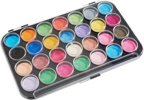 VBS Watercolor Farbkasten 28 Stk Tuschkasten für Pinsel Schwamm Stupfpinsel