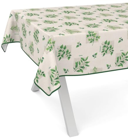 ANRO Wachstuchtischdecke Wachstischdecke Wachstuch Tischdecke abwaschbar Gartentischdecke Wasserabweisend 220x140cm mit Saum (Eingefasst) Kräuter