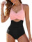 Vijamiy Costume da Bagno Donna Intero Modellante Costumi Interi Scollo a V con Controllo della Pancia Costumi da Bagno Push Up(Rosa,M)