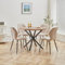 DEYARNA HOME Essgruppe Set Tisch und Stühle, 100cm Runder Esstisch und 4 Leinen-Esszimmerstühle, 4 Stühle & Tisch für Küche, Esszimmer und Wohnzimmer (Khaki-LX, 100 * 100 * 76.5cm (Dunkle Holzfarbe))