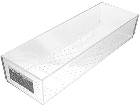 WEKADRIN Kunststoff Aufbewahrungsbox Mit Fächern Transparente Kosmetik Organizer Für Make-up Schmuck Mehr Vielseitig Einsetzbar Für Badezimmer Mittelgroß